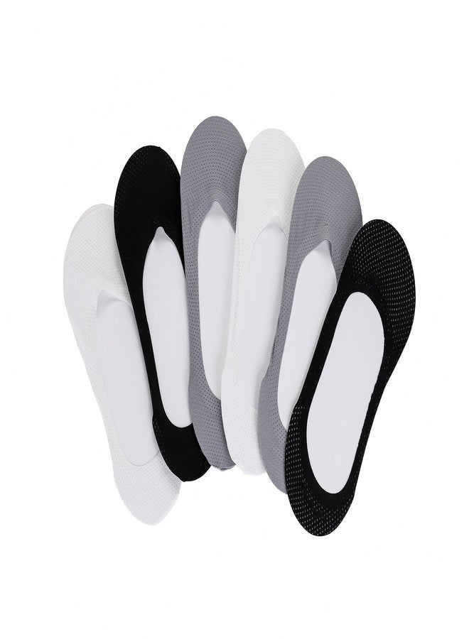 Joulli Men's Low Cut No Show Casual Non Slip Athletic Boat Socks (6 Pack),Black, Light Gray, White,Small - Image 5
